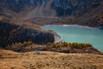 View of mountain with blue sky from Grossglockner High Alpine Road in Austria