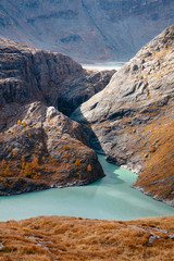 View of mountain with blue sky from Grossglockner High Alpine Road in Austria
