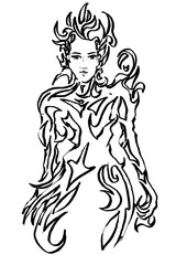 墨絵の女性イメージ02