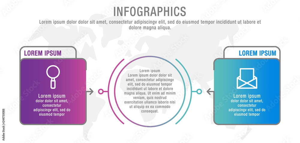 Poster modern 3d vector illustration. circle and rectangle infographic template with three elements and ico