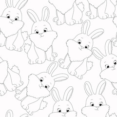  vector illustration rabbit, hare coloring book