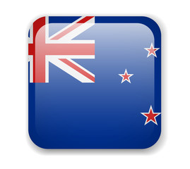 New Zealand Flag. Bright Square Icon. Vector Illustration