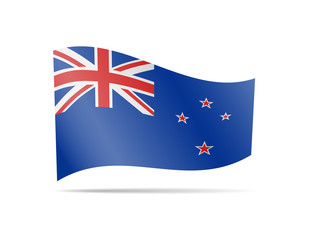 Waving New Zealand flag in the wind. Flag on white background. Vector illustration