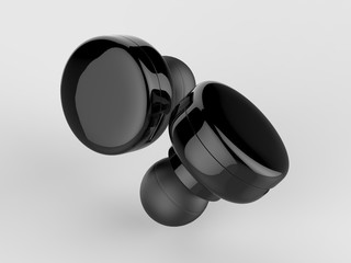 Blank Wireless Bluetooth Earphone or Earbud or Headphone, 3d render illustration.