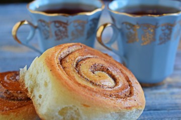 Delicious cinnamon rolls.Dessert for tea.