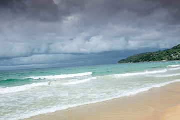 Tropical Sandy Beach Under The Cloudy Sky, Wallpaper