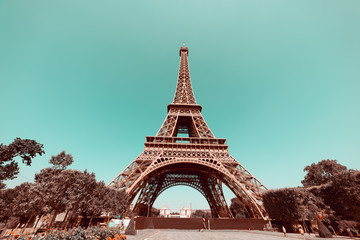 World famous Eiffel tower in vintage tone effect