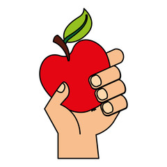 hand holding apple fresh food