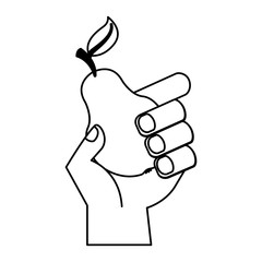 hand holding pear fresh food
