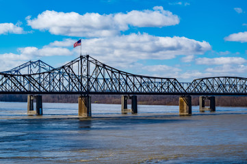 Old Vicksburg Bridge crossing the Mississippi River between Louisiana and Mississippi