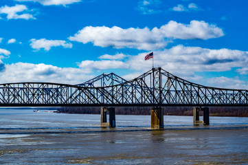 Old Vicksburg Bridge crossing the Mississippi River between Louisiana and Mississippi