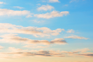 Clouds in the evening sky in winter.