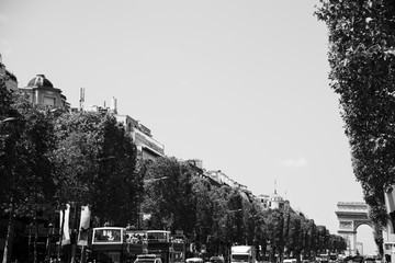 Avenue des Champs Elysees with Arch the Triomphe on the background