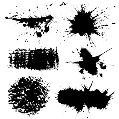 Black monochrome ink or paint blots 