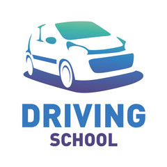 vector logo on the theme of driving school, car