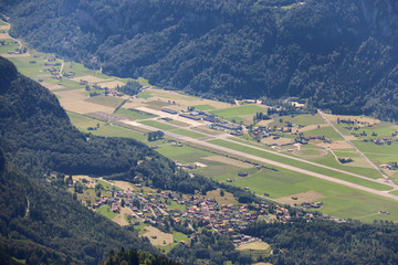 aerial view of green fields