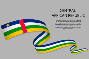 Waving ribbon or banner with flag