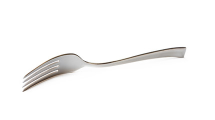 Glossy cutlery, fork isolated on white background