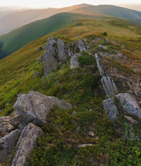 Summer landscape of the Ukrainian Carpathian Mountains, including the Borzhava Range.