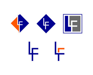 Set of Initial Letter LF Logo Template Design