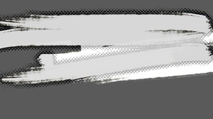 Stop motion cg animation, video wall made from brush strokes. TV show intro, blog opener, vlog presentation footage. Paintbrush drawing on tv screen. Black and white. Place for text, title, caption