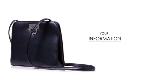 Naklejka premium Female black leather bag pattern on white background isolation