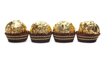 Chocolate candies balls collection isolated on white