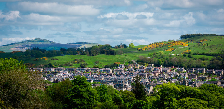 View across Hawick to Ruberslaw