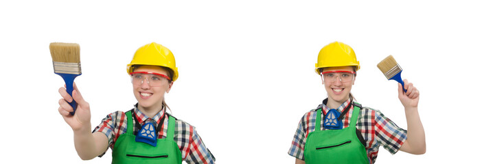 Woman painter isolated on the white