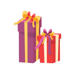 Christmas Presents Wrapped in Gift Boxes. Vector