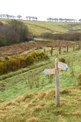 Wooden footpath sign