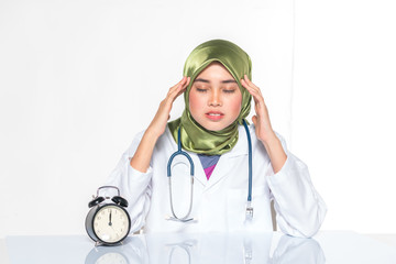 Veiled teenager with face expression. Medical concept.