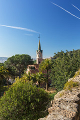 Famous Park Guell designed by Antoni Gaudi in Barcelona