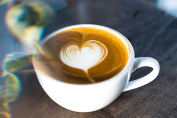 Heart shaped coffee latte
