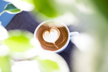 Heart shaped coffee latte