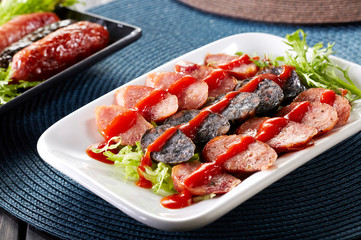 Chinese dishes, the sliced tasty chorizo sausage
