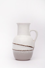 Old white vase  on the white background