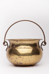 Renaissance  brass pot on the white background