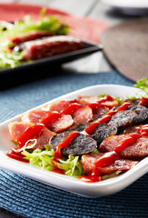 Chinese dishes, the sliced tasty chorizo sausage
