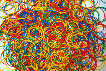 Multicolored Elastic Rubber Band, Nylon Rubber Band On a white background. 