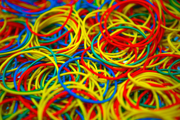 Multicolored Elastic Rubber Band, Nylon Rubber Band On a white background. 
