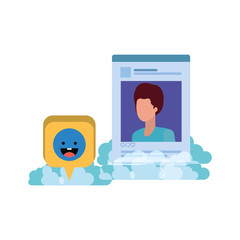profile social network man with speech bubble