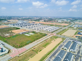 Aerial view of residential houses.
