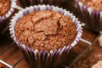 homemade Coffee muffins close-up. Traditional American dessert. Selective focus