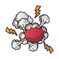 speech bubble with cloud and thunder isolated icon