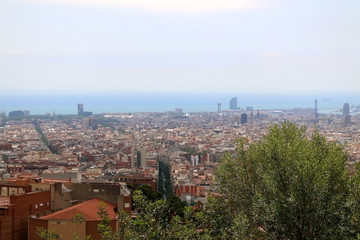 Aerial view of Barcelona from Park Güell.