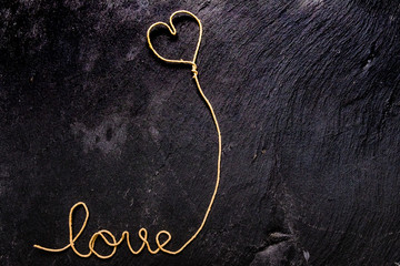Message d'amour, Love et coeur sur fond ardoise