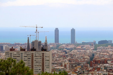 Aerial view of Barcelona from Park Güell.