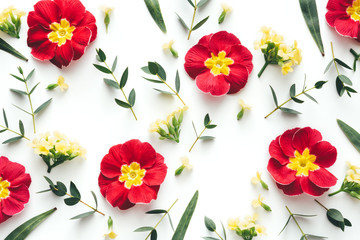 Floral Pattern Made Of Red And Yellow Flowers