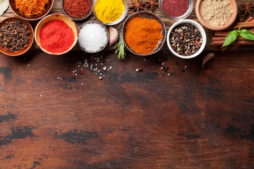 Keuken spatwand met foto Set of various spices and herbs © karandaev
